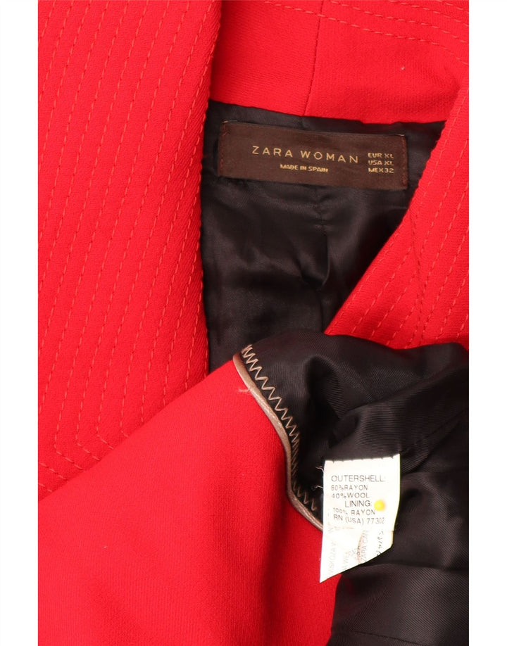 Женское короткое пальто Zara UK 18 XL, красное вискоза