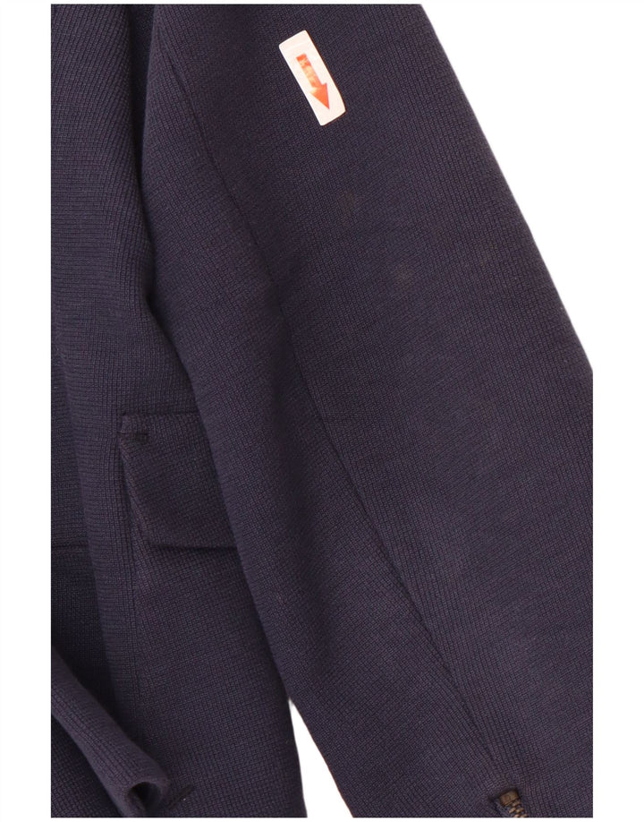 Женский укороченный пиджак на 1 пуговице Zara UK 14, большой темно-синий хлопок