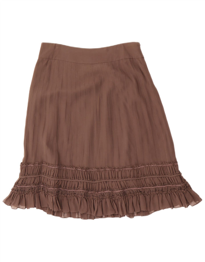 Fenn Wright Manson Женская юбка с рюшами UK 12 Medium W32 Коричневый шелк