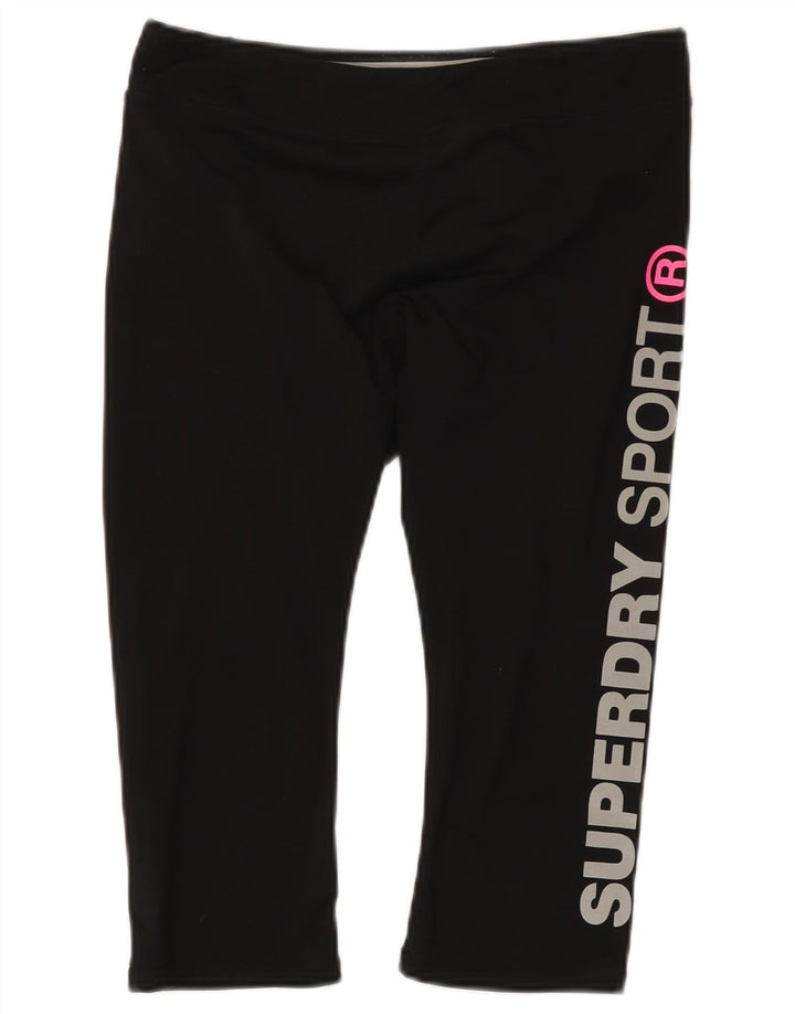 Женские леггинсы-капри с рисунком Superdry UK 12, средний черный полиэстер