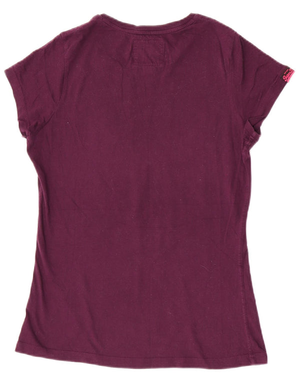 Женская футболка с рисунком Superdry Top UK 14, большой фиолетовый хлопок