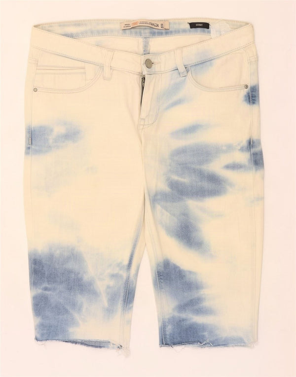 Женские джинсовые шорты скинни Zara Trafaluc EU 38 Small W28 Blue Tie Dye