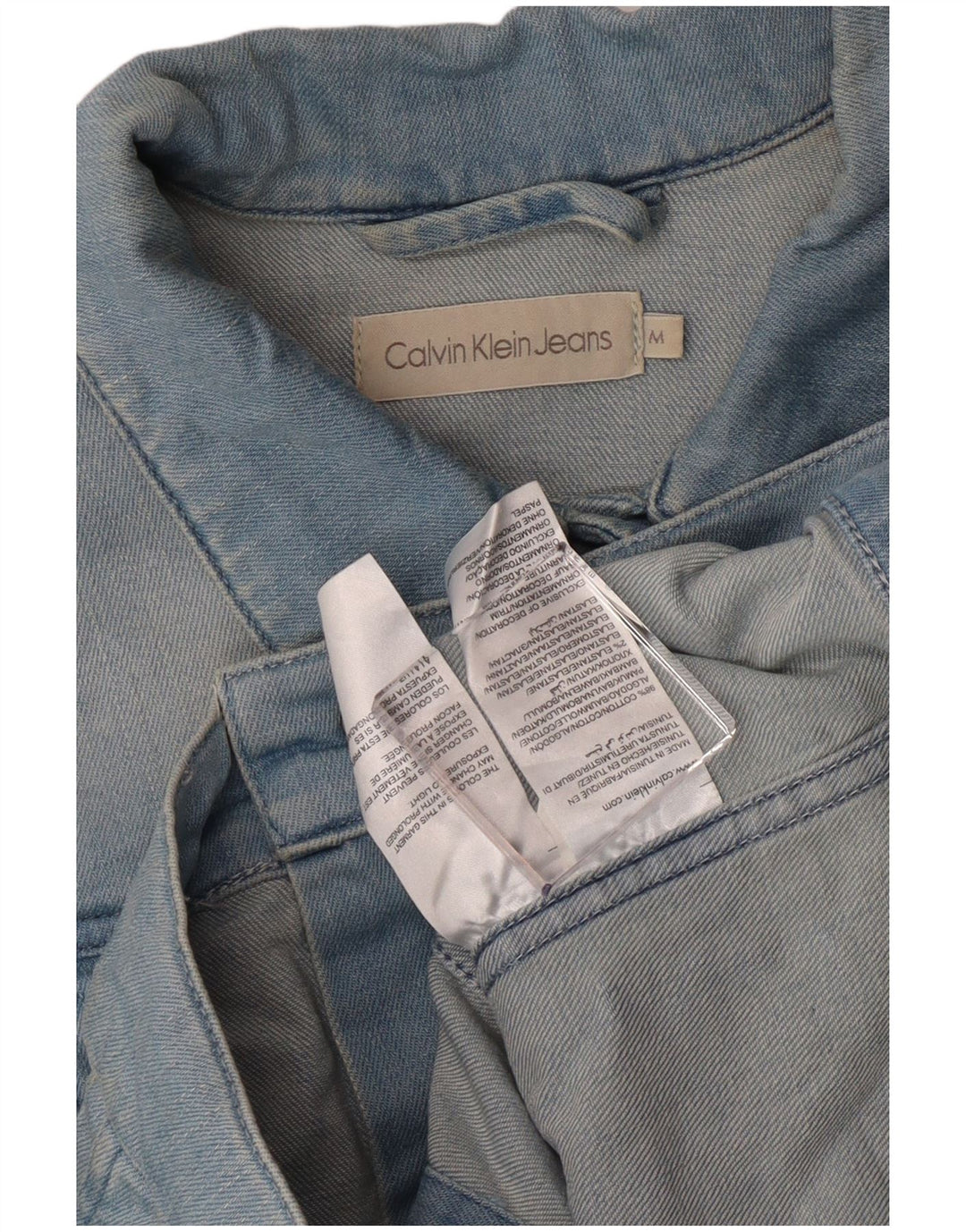 Женская укороченная джинсовая куртка Calvin Klein Jeans UK 12, хлопок среднего синего цвета