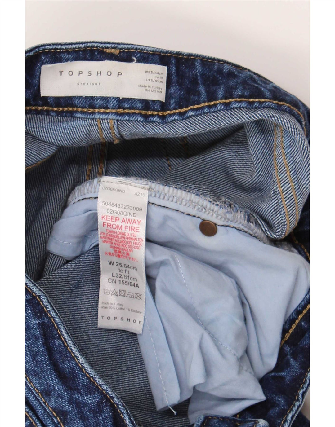Topshop Женские прямые джинсы W25 L26 Синие хлопковые