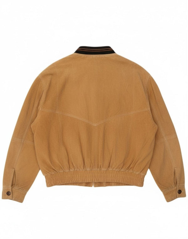 Винтажная мужская замшевая куртка-бомбер UK 42 XL бежевая кожаная