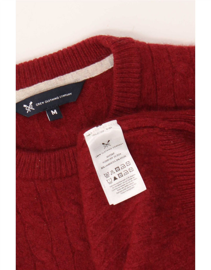 Мужской джемпер с воротником Crew Clothing, свитер среднего красного цвета из овечьей шерсти