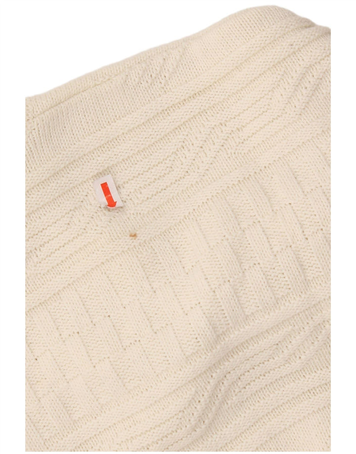 ВИНТАЖНЫЙ мужской джемпер с круглым вырезом, большой белый хлопковый свитер с геометрическим узором