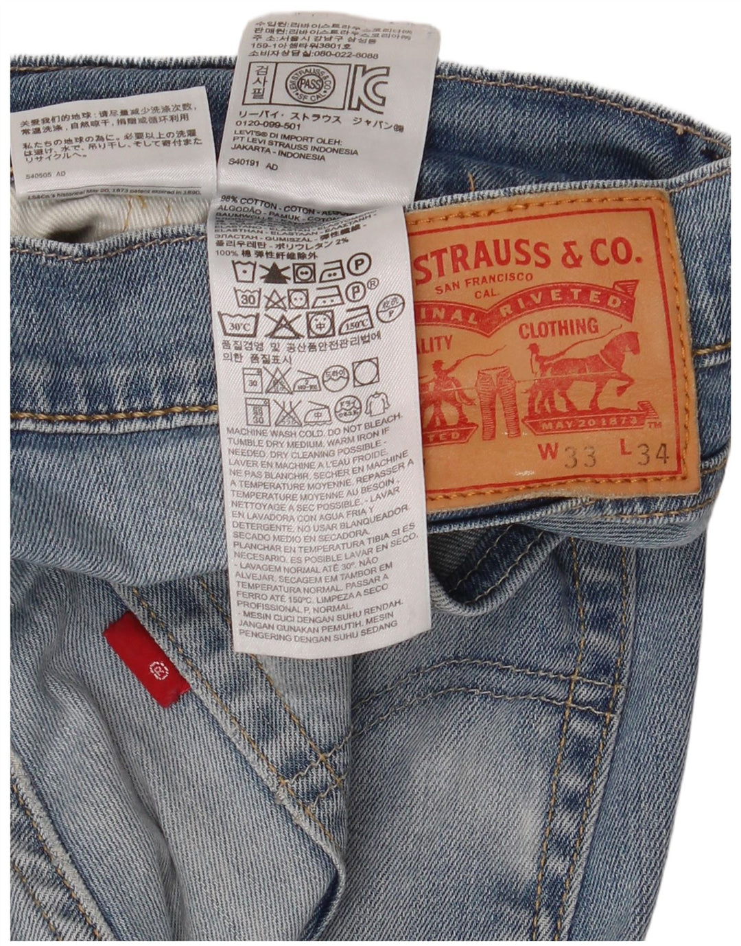 Мужские джинсы Levi's Slim 511 W33 L34 синие, хлопок