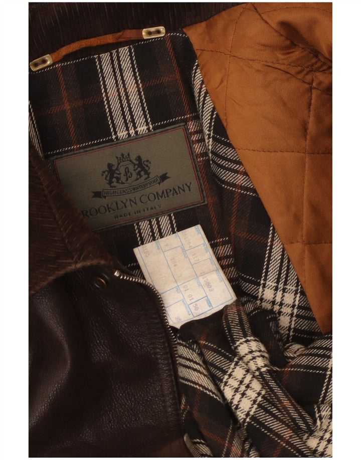 Винтажная мужская кожаная куртка IT 50, большая коричневая кожа