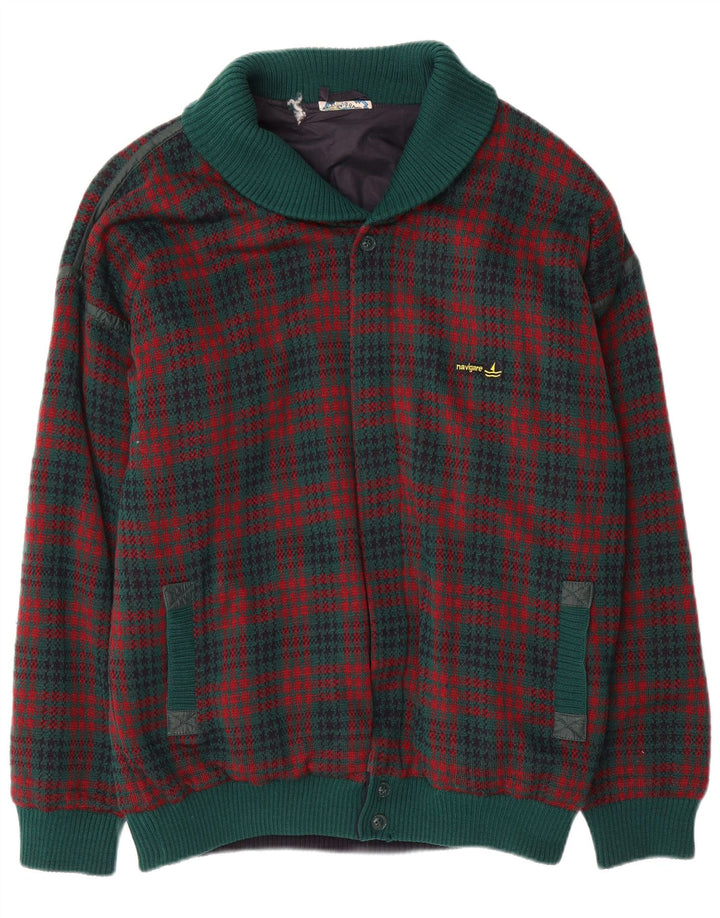NAVIGARE Мужской кардиган-свитер XL в зеленую клетку