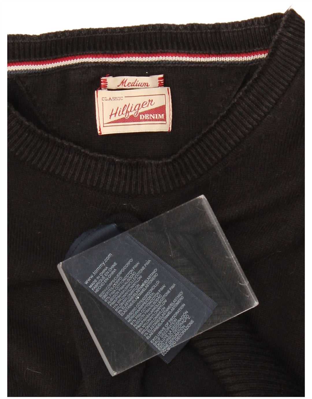 Мужской джемпер с вырезом лодочкой TOMMY HILFIGER, средний черный хлопковый свитер