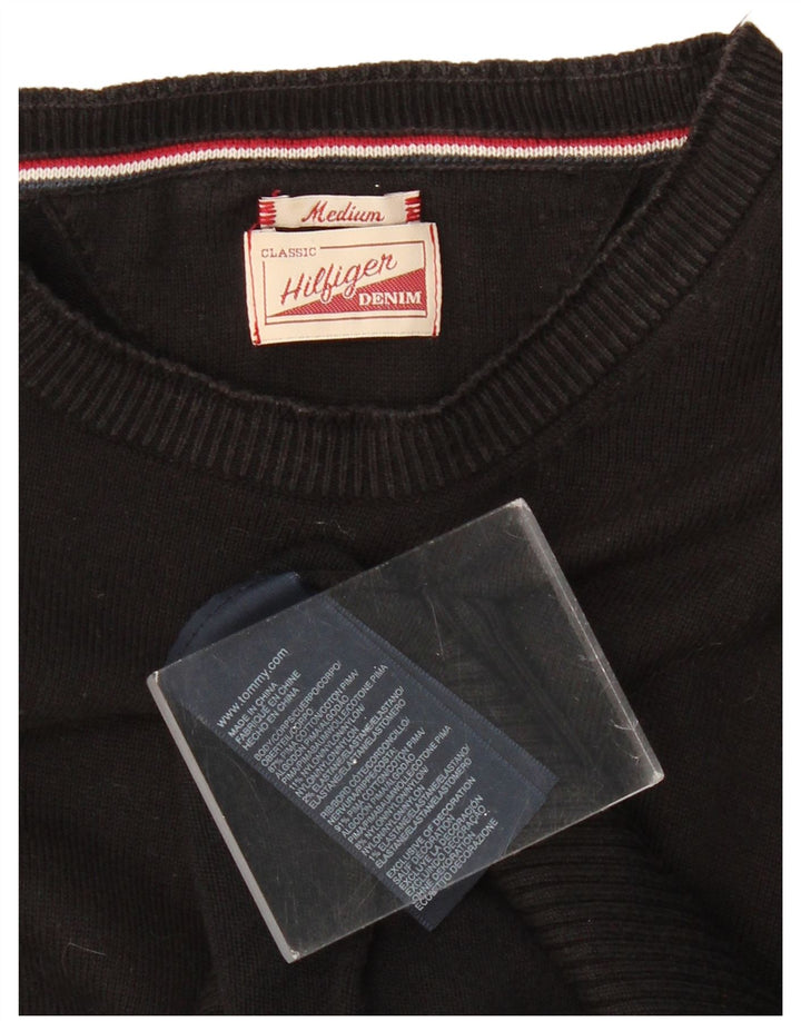 Мужской джемпер с вырезом лодочкой TOMMY HILFIGER, средний черный хлопковый свитер