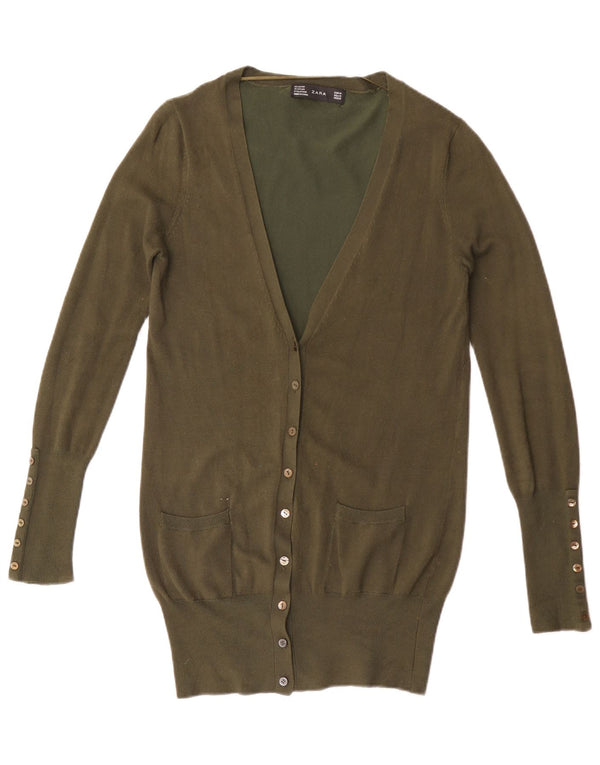 Женский удлиненный кардиган Zara UK 12, средний хаки, район