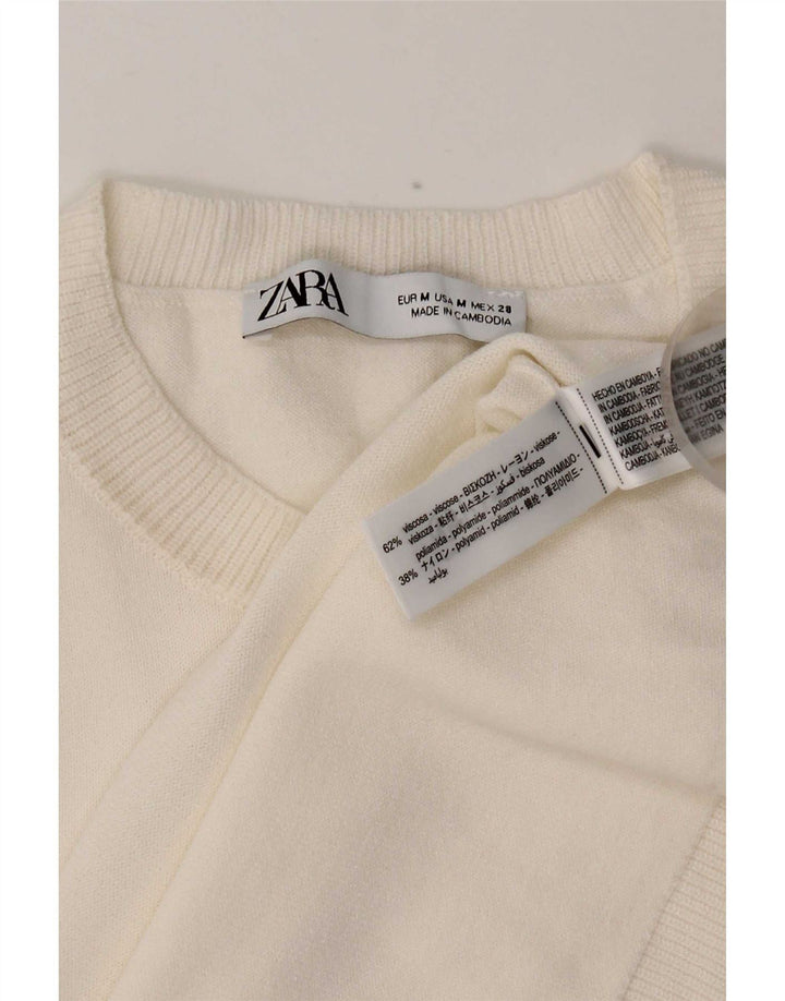 Женская футболка Zara Top UK 14 Medium White Viscose