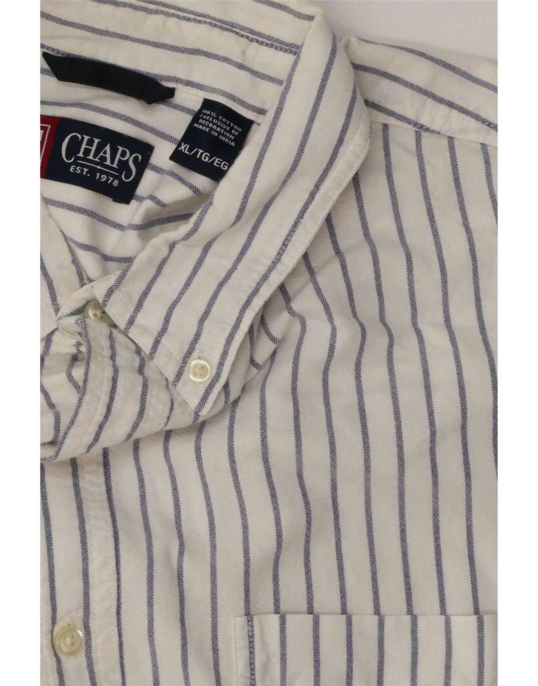 Мужская рубашка Chaps XL из хлопка в тонкую полоску белого цвета