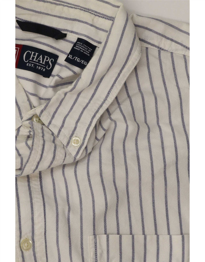 Мужская рубашка Chaps XL из хлопка в тонкую полоску белого цвета