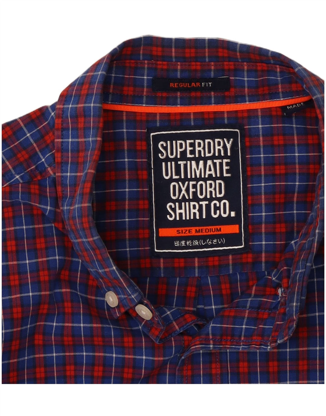 SUPERDRY Мужская рубашка из хлопка среднего синего цвета в клетку