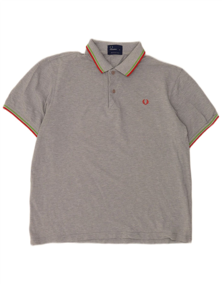 Мужская рубашка-поло Fred Perry XL, серый хлопок с крапинками