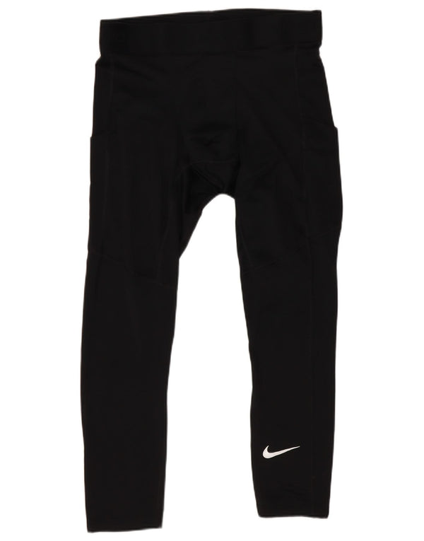 Женские укороченные леггинсы облегающего кроя Nike UK 12, средний черный полиэстер