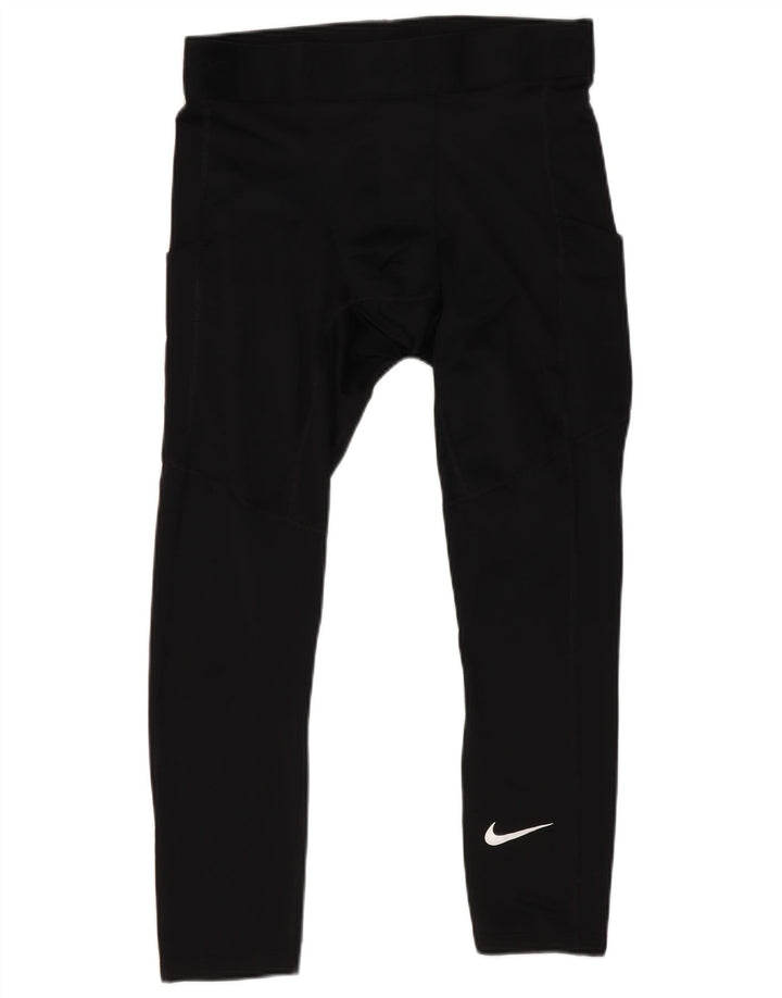 Женские укороченные леггинсы облегающего кроя Nike UK 12, средний черный полиэстер