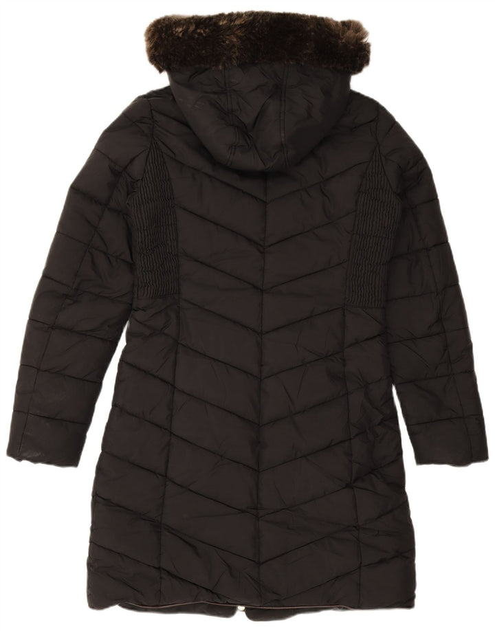 Женское стеганое пальто с капюшоном Joules UK 8, маленький черный полиэстер