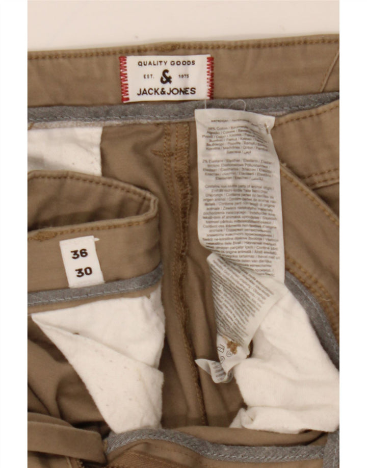 Мужские узкие брюки-чиносы Jack & Jones W36 L30, бежевый хлопок