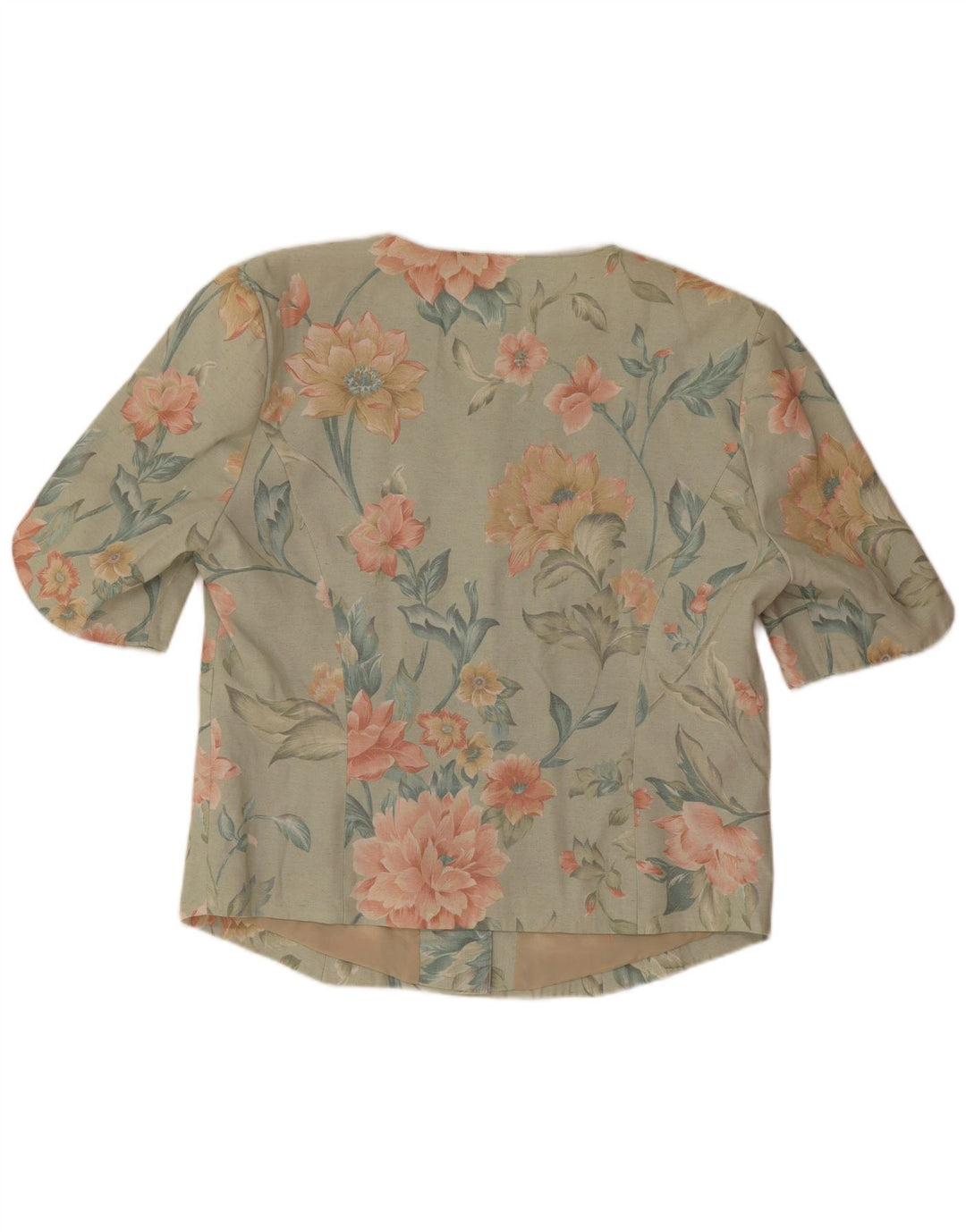 Женский пиджак Clover с короткими рукавами и 3 пуговицами, Великобритания 12, средний зеленый цветочный принт