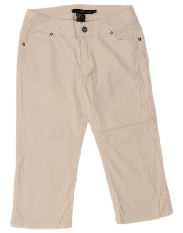 CALVIN KLEIN Брюки-капри для девочек 15-16 лет W28 L19 Белые с рисунком «елочка»