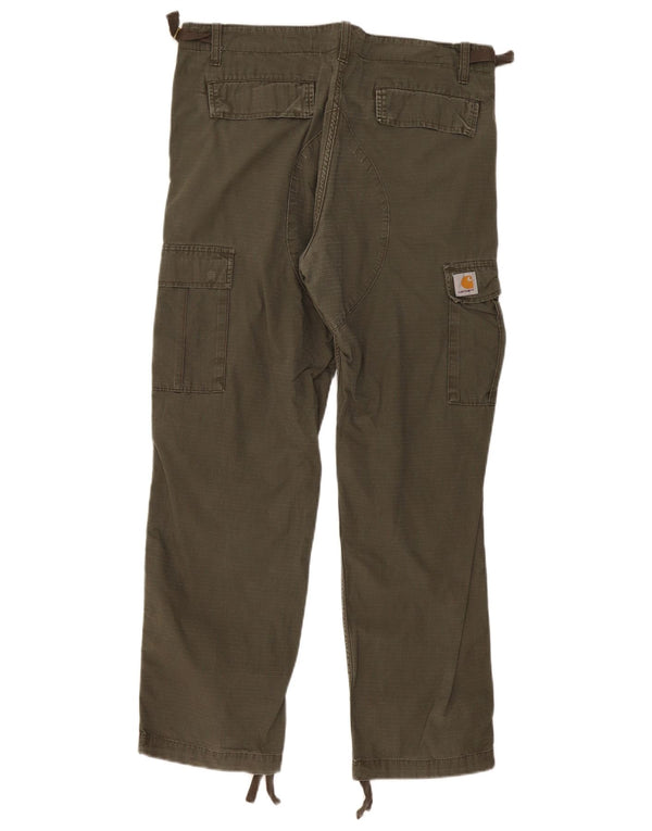 Carhartt Мужские прямые брюки карго W33 L30 Хаки в полоску из хлопка