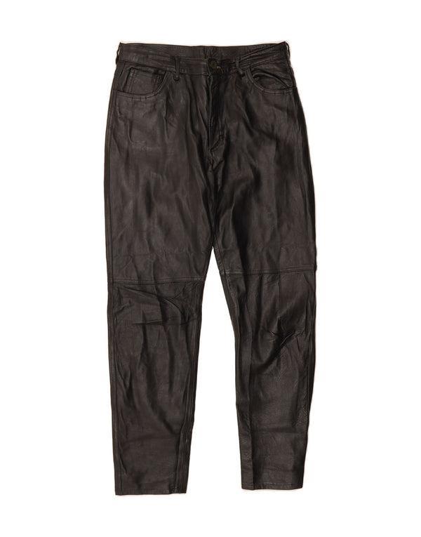 PHARD Womens High Waist Leather Trousers IT 48 XL W32 L30 Black Leather