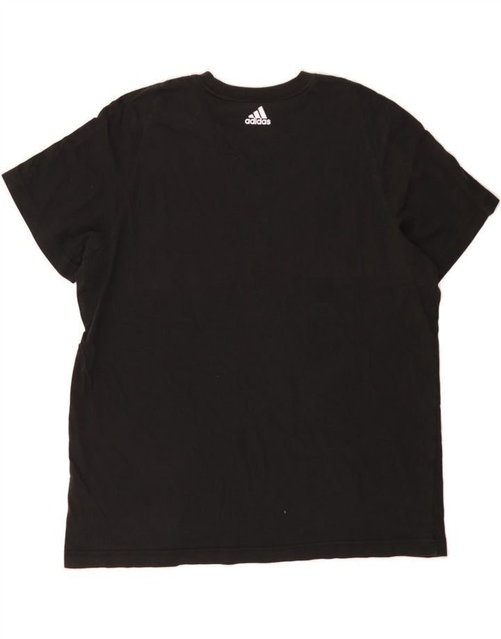 ADIDAS Mens Graphic T-Shirt Top Large Black Vintage Adidas and Second-Hand Adidas from Messina Hembry 