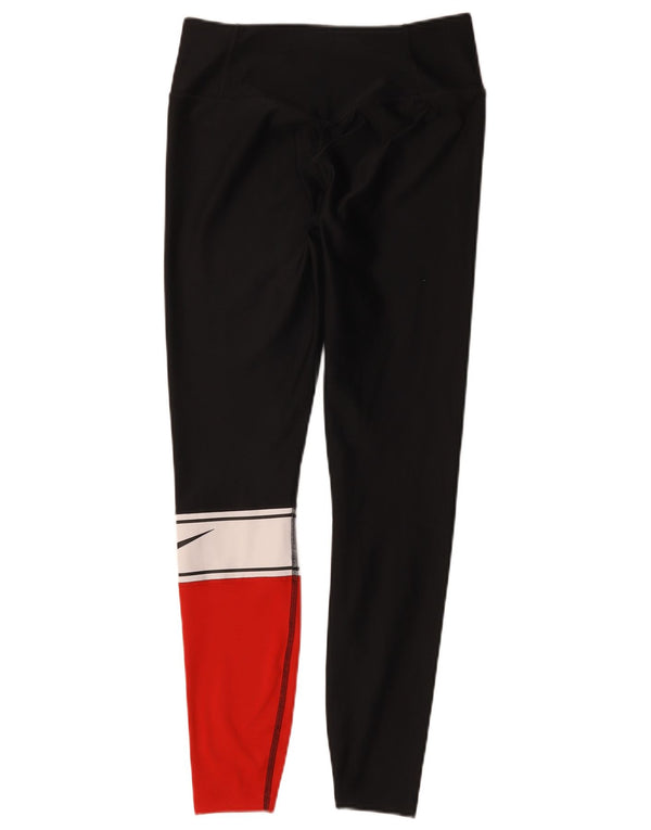 Женские леггинсы с рисунком Nike UK 10, маленькие черные, полиэстер с цветными блоками