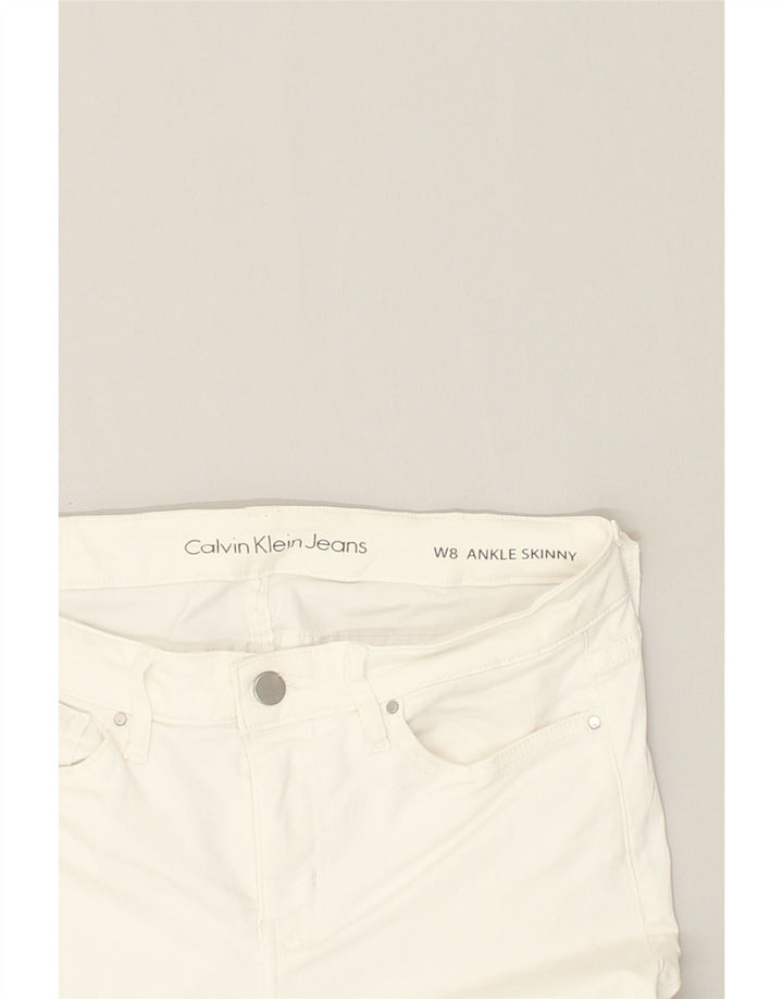 CALVIN KLEIN Womens Skinny Ankle Casual Trousers UK 8 Small W30 L28 White | Vintage Calvin Klein | Thrift | Second-Hand Calvin Klein | Used Clothing | Messina Hembry 