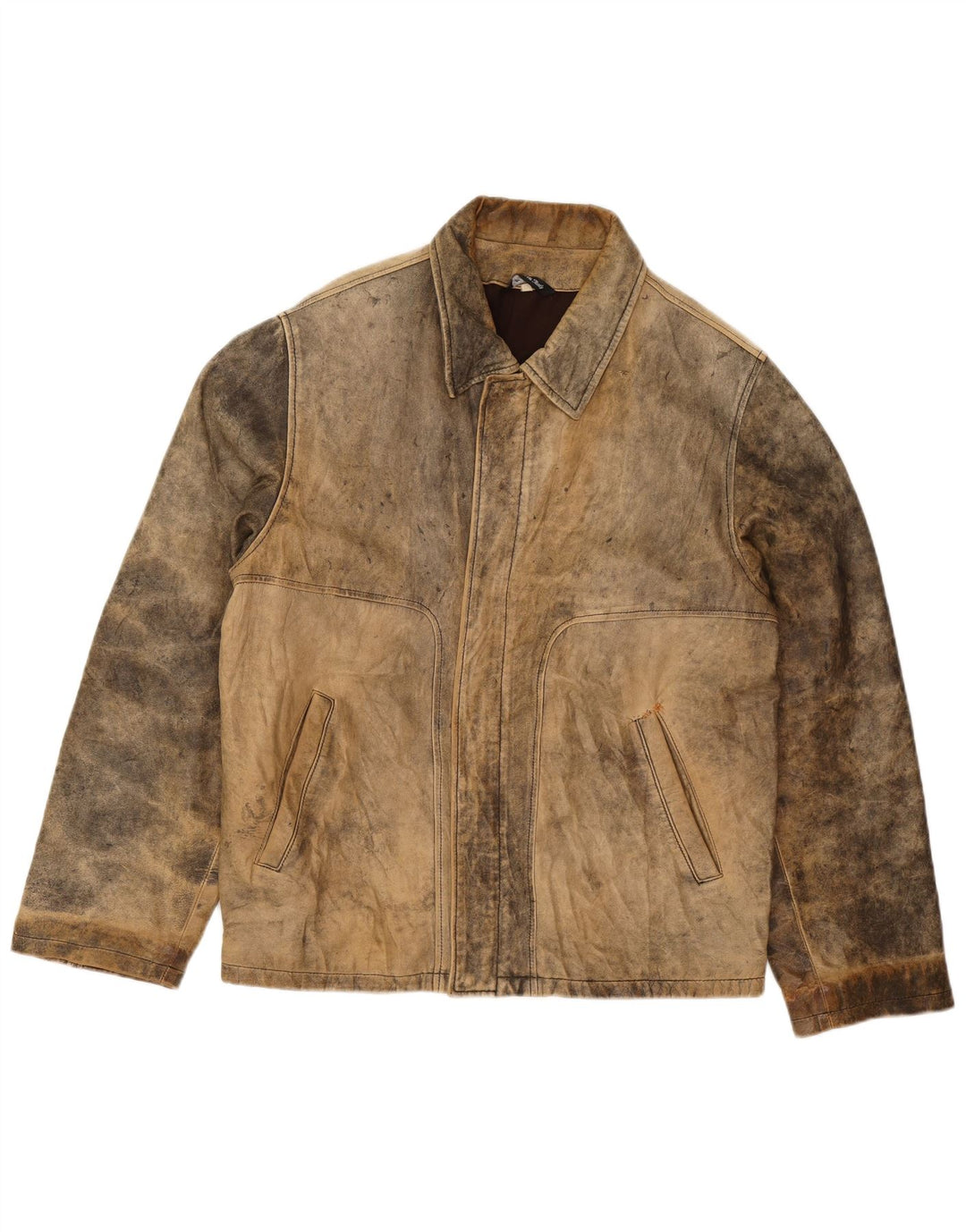 Мужская кожаная куртка Desi UK 38, кожа среднего коричневого цвета