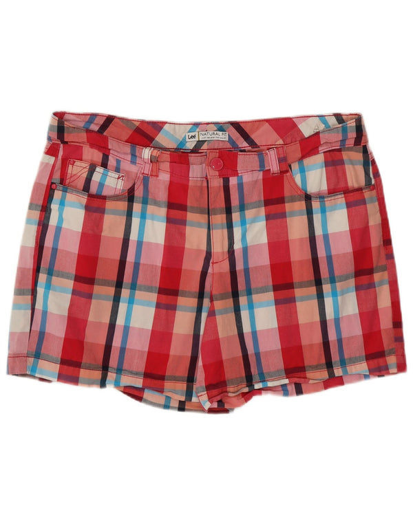 LEE Womens Natural Fit Casual Shorts US 16 2XL W38  Red Check Cotton