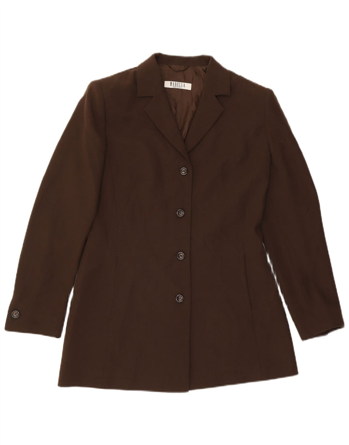 Женский пиджак Marella на 4 пуговицах UK 12, классический шерстяной пиджак среднего коричневого цвета