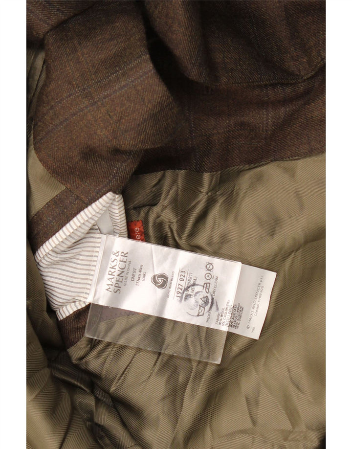 Мужской длинный пиджак Marks & Spencer на 2 пуговицах, Великобритания 46 XL, хаки в клетку, шерстяной