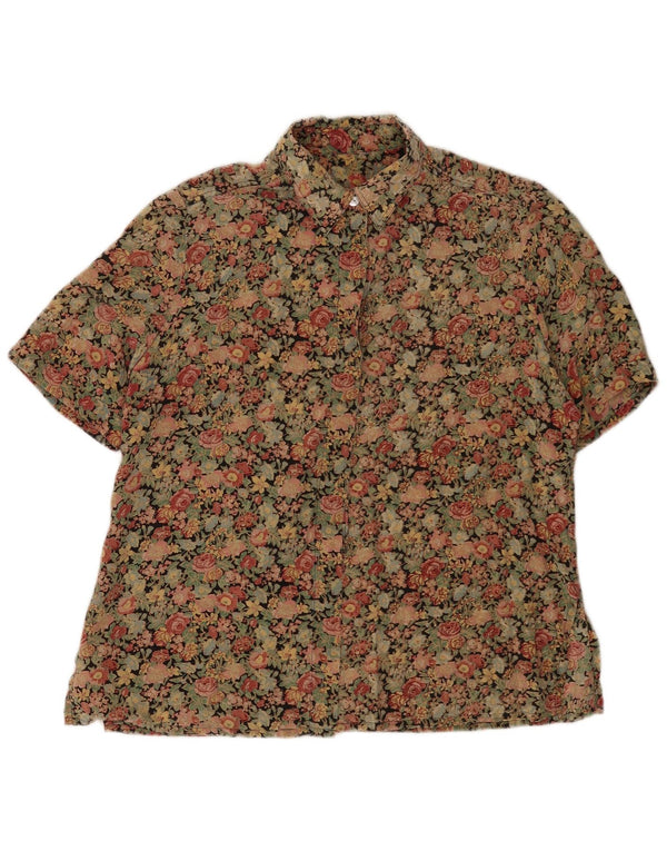 Vintage Womens Short Sleeve Shirt UK 18 XL Multicoloured Floral