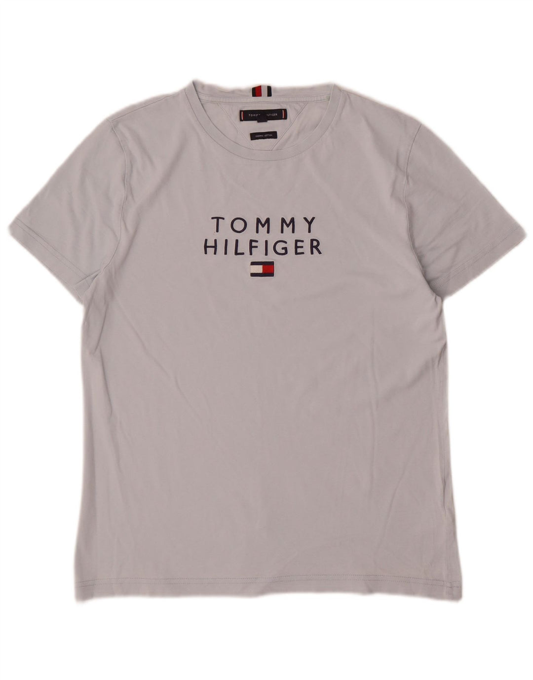 Мужская футболка с рисунком Tommy Hilfiger, хлопковый топ среднего серого цвета