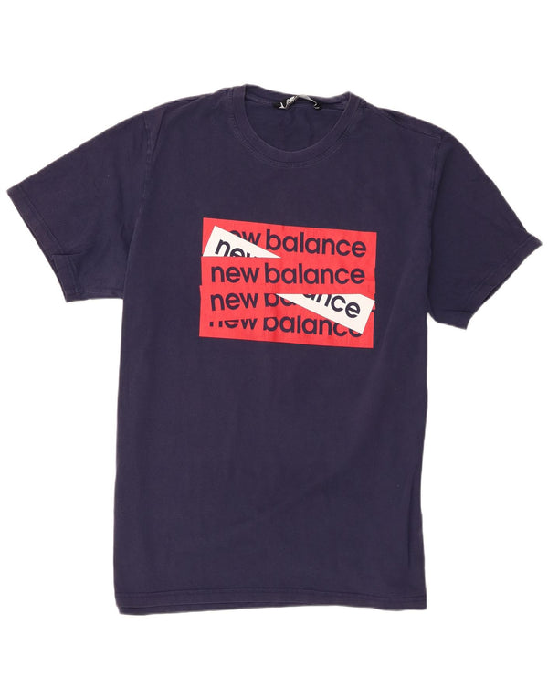 Мужская футболка с рисунком New Balance, топ 2XL, темно-синий, хлопок