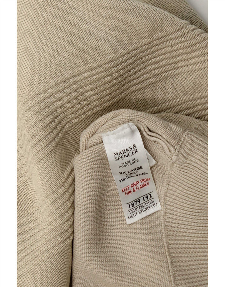 Мужской джемпер с воротником на молнии Marks & Spencer 2XL бежевый хлопок