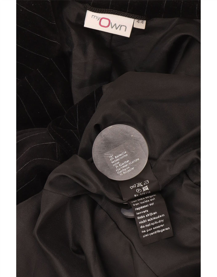 Женский бархатный пиджак на двух пуговицах My Own IT 44, средний черный в тонкую полоску