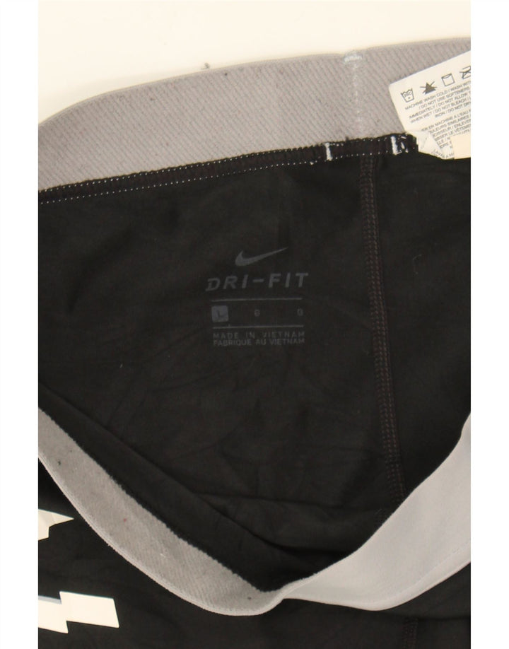 NIKE Womens Dri Fit Graphic Capri Leggings UK 16 Large  Black Polyester Vintage Nike and Second-Hand Nike from Messina Hembry 