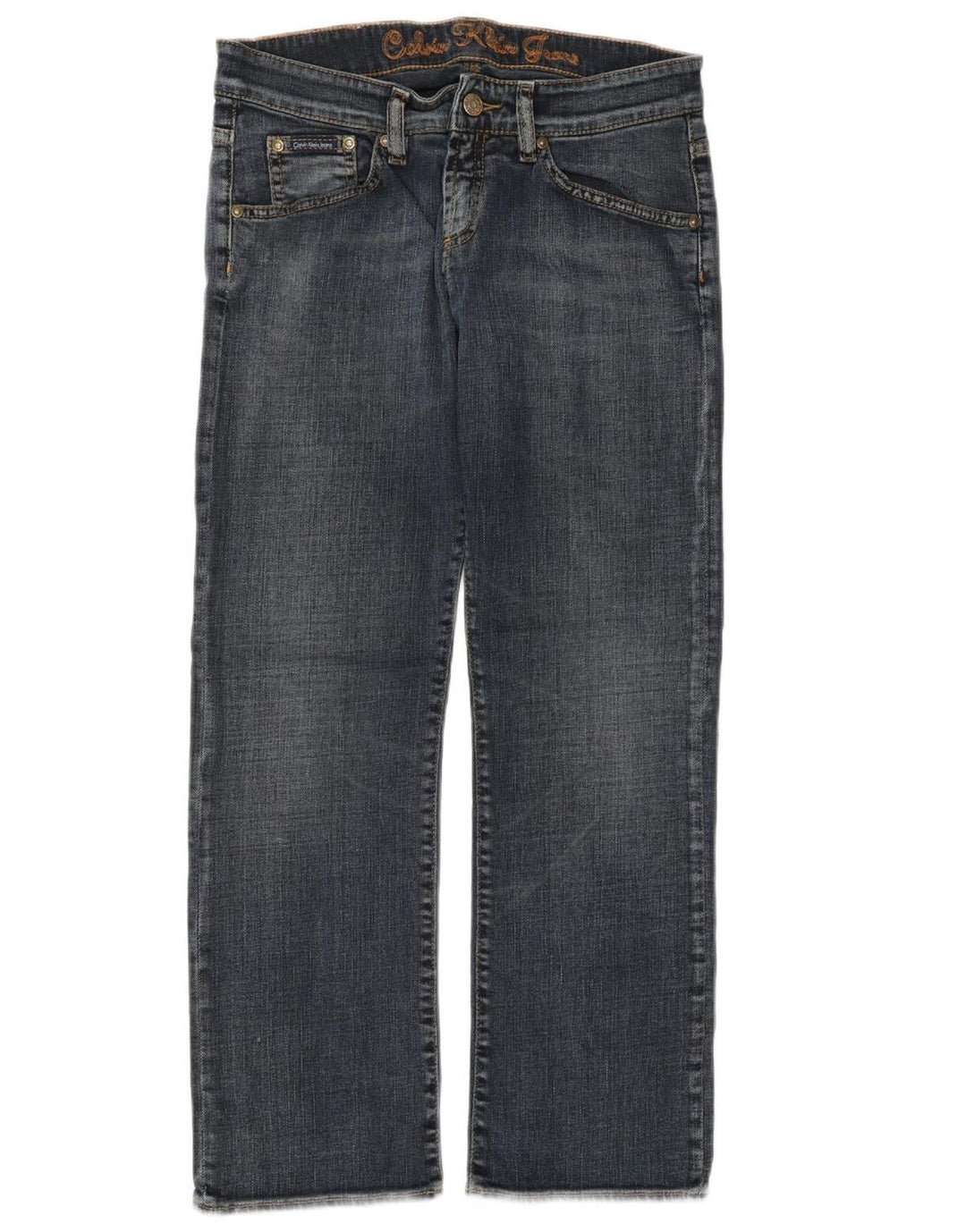 Женские прямые джинсы CALVIN KLEIN W30 L27 синие, хлопок