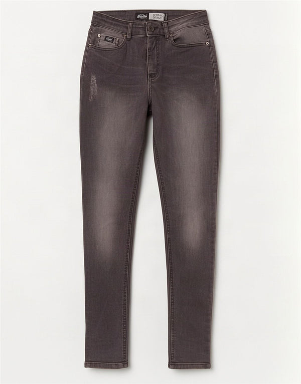 Женские потертые джинсы скинни Superdry Sophia W26 L30, серый хлопок