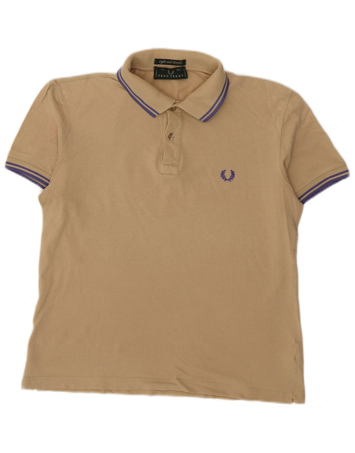 Мужская легкая и эластичная рубашка-поло Fred Perry среднего размера, бежевый хлопок