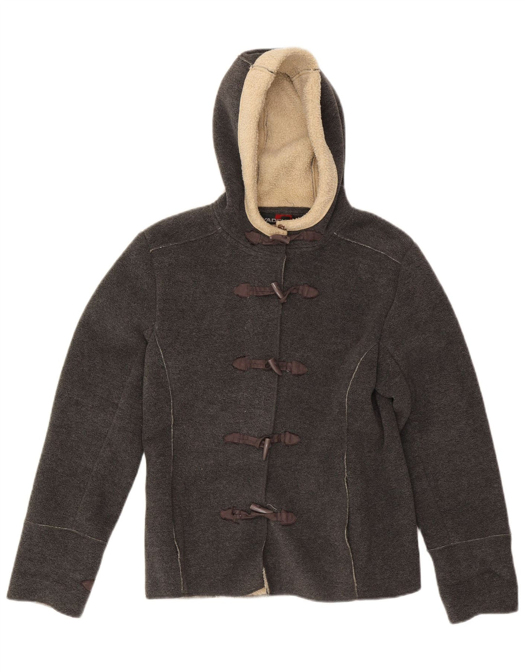 Винтажная женская флисовая куртка из шерпа с капюшоном, Великобритания, 8, маленький серый полиэстер