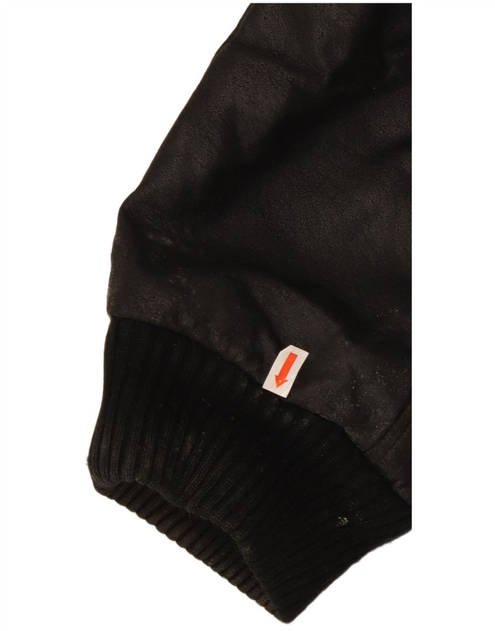 Винтажная мужская кожаная куртка IT 56 3XL Черная кожа