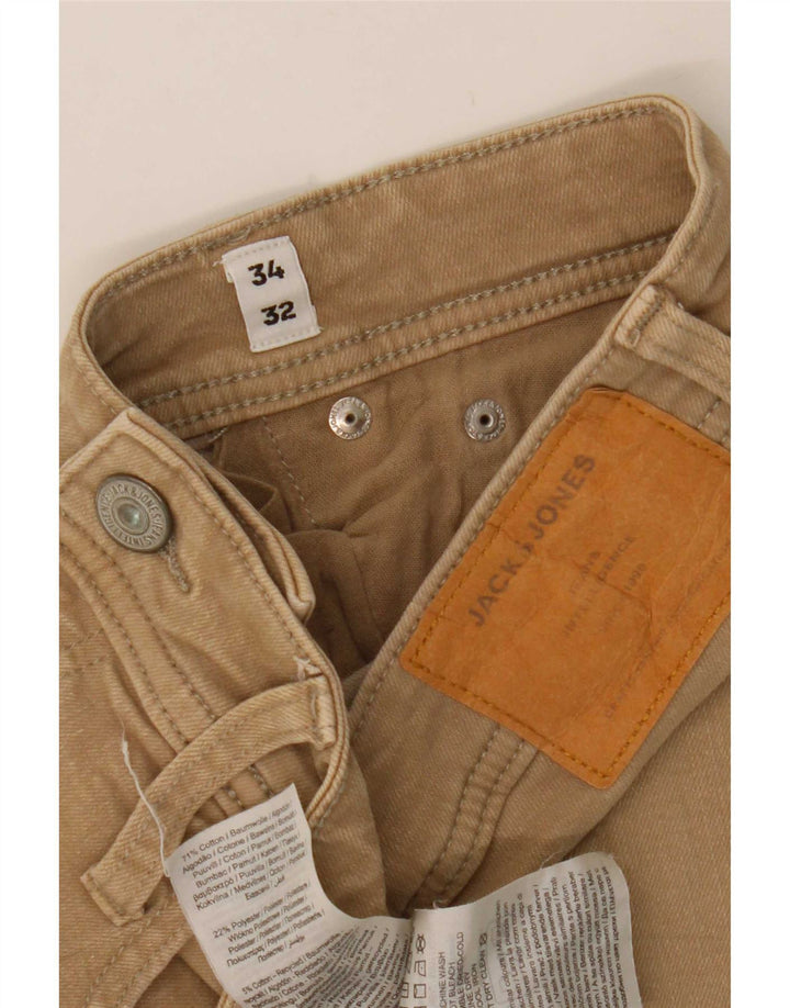 Мужские узкие джинсы Jack & Jones W34 L32, бежевый хлопок