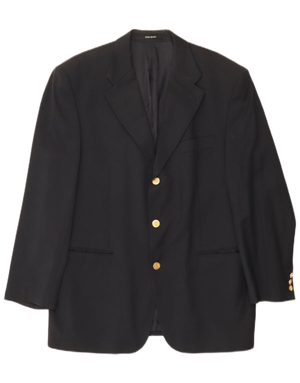 Мужской пиджак на 3 пуговицах Yves Saint Laurent UK 42 XL, темно-синий, новая шерсть